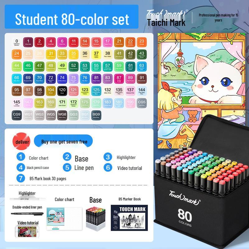 Dual-Tip Art Marker Set - 120 Colors, Hard Tip, Oil-Based for Students