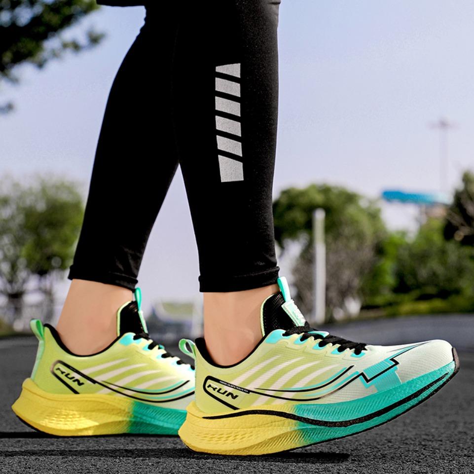 Men's Cushioning Running Shoes with Carbon Plate Marathon Women Lightweight Spring Sneakers Shock Absorption for Jogging Workout