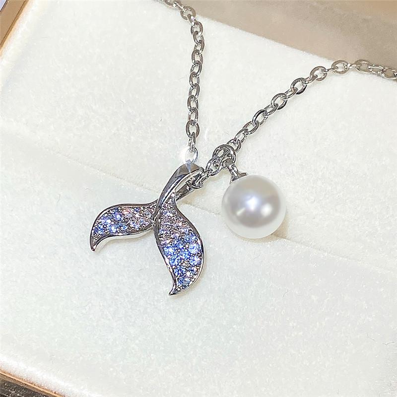 Luxury Design Baroque Imitation Pearl Fishtail Necklace for Women Mermaid Princess Pendant Jewelry Party Necklace Valentine Gifr