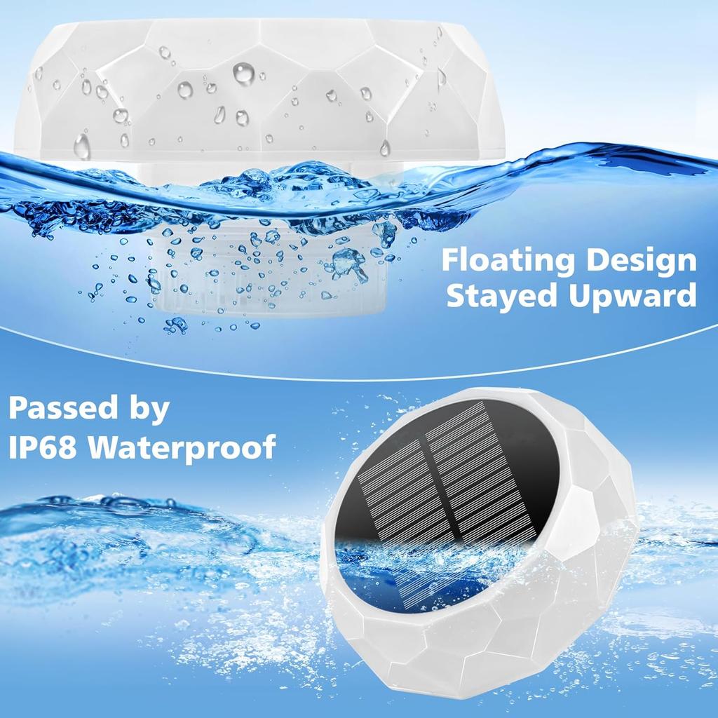 Gusio Solar Pool Chlorine Floater for Up To 3 Inch Tablets, Floating Chlorine Dispenser with Colorful Ball Light