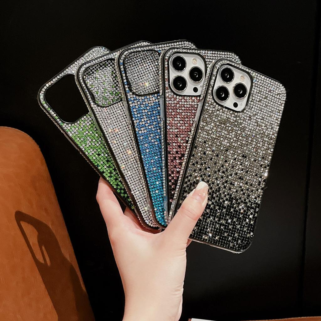 Suitable for Samsung S25 Gradient Rhinestone Phone Case S23ultra Starry Sky Full Diamond S24 Straight Edge S22 Luxury