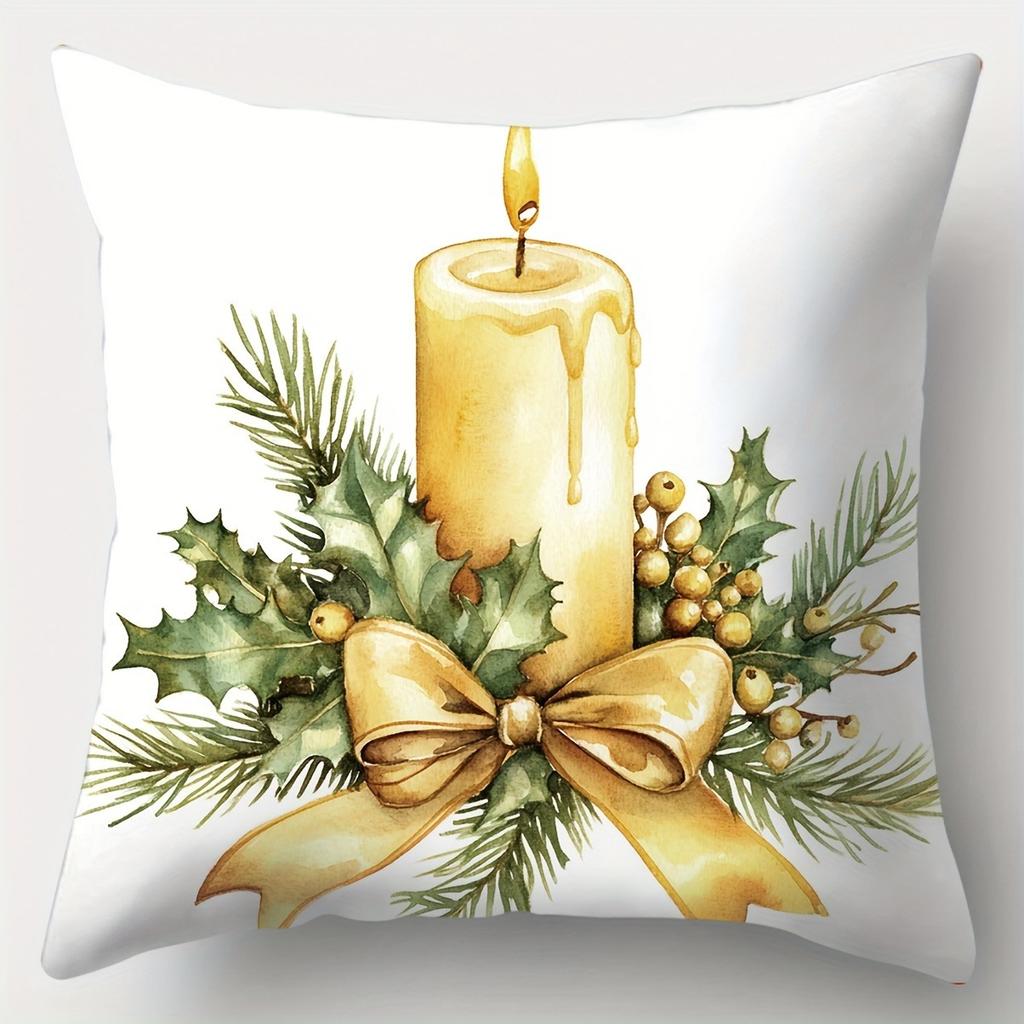 Decor de Crăciun husă de pernă Coroană de Crăciun cutie cadou clopoțel model lumânare living canapea pernă decor cameră de suite