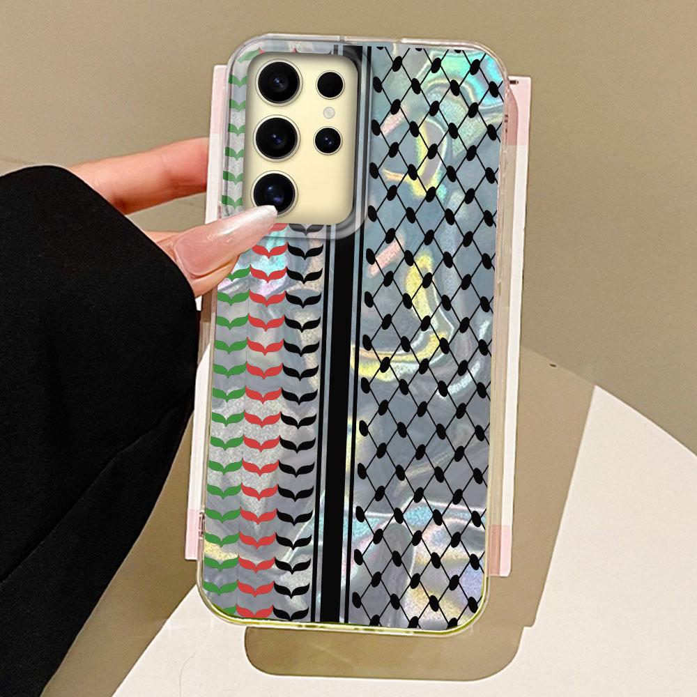 

Hattah Keffiyeh Water Texture Phone Case for Samsung Galaxy S25 S24 S23 S22 S21 FE Plus Ultra Shell Animals Silicone Cover Samsung Galaxy S25 Ultra білий