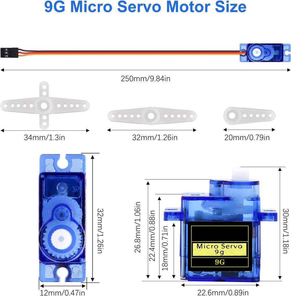 10Pcs Micro Servo Motor 9G for RC Helicopter Airplane Boat Robot – Compatible with Arduino Raspberry Pi – Precise Control, Blue