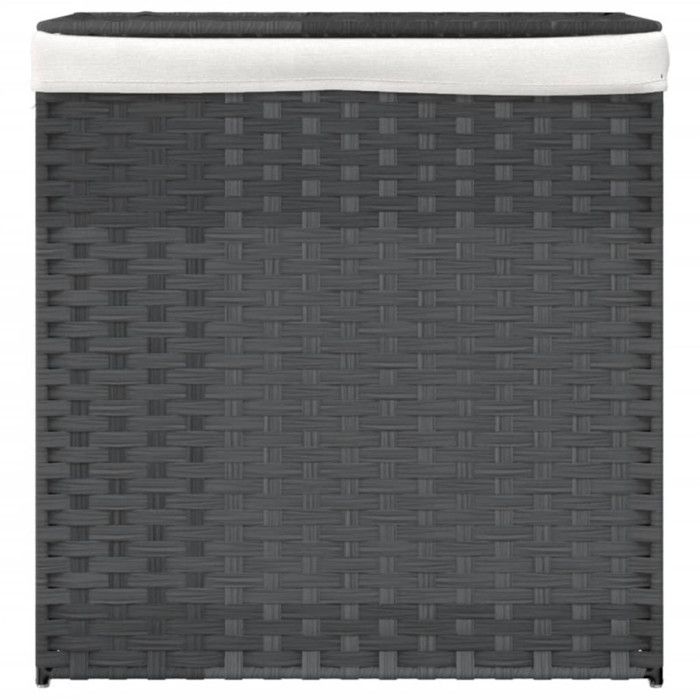 VidaXL Laundry Basket with 2 Sections Grey 53x35x57 Cm Woven Resin 372036