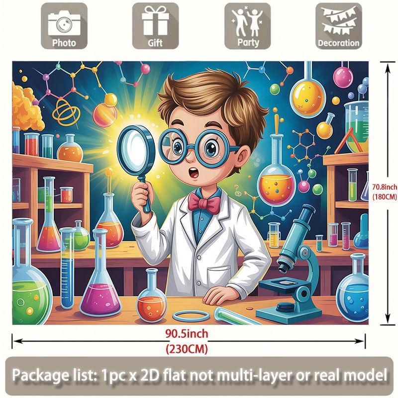 2D Flat Banner 1 Piece. Exploration of Young Scientists In the Laboratory. Suitable for Family Activities and Weddings.