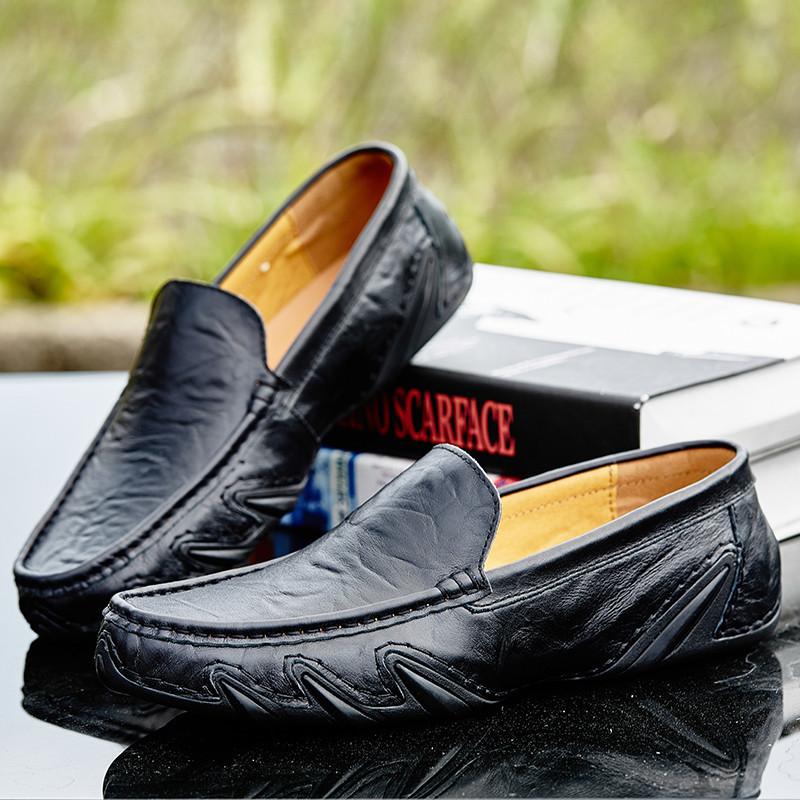 Fashion New Fashion Soft Men Loafers Slip On Casual Leather Shoes Moccasins Handmade Design Man Slip On Shoes Leisure Walk Driving Flats