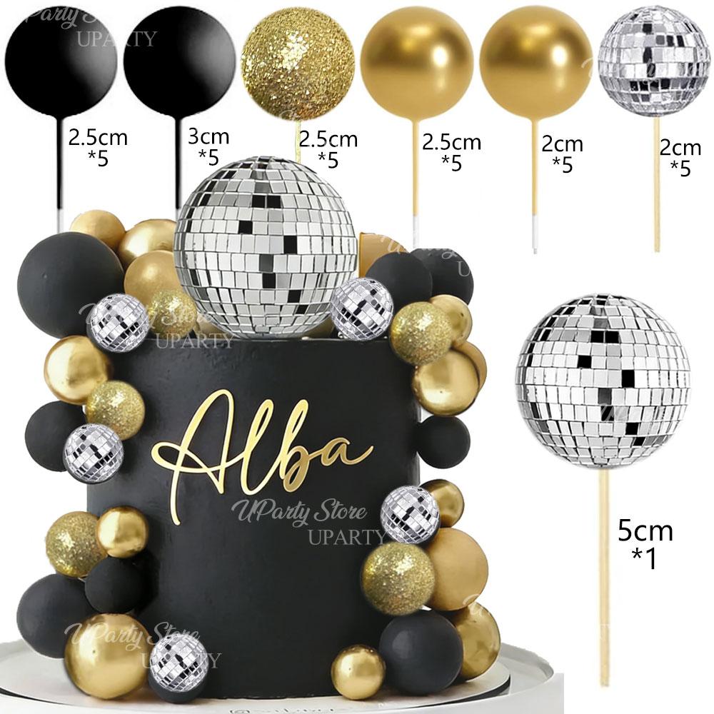 31pcs Disco Balls Cake Toppers Pearl Glitter Pink Cake Balls Mirror Disco Balls Cake Decoration for Birthday Wedding Party Decor 5