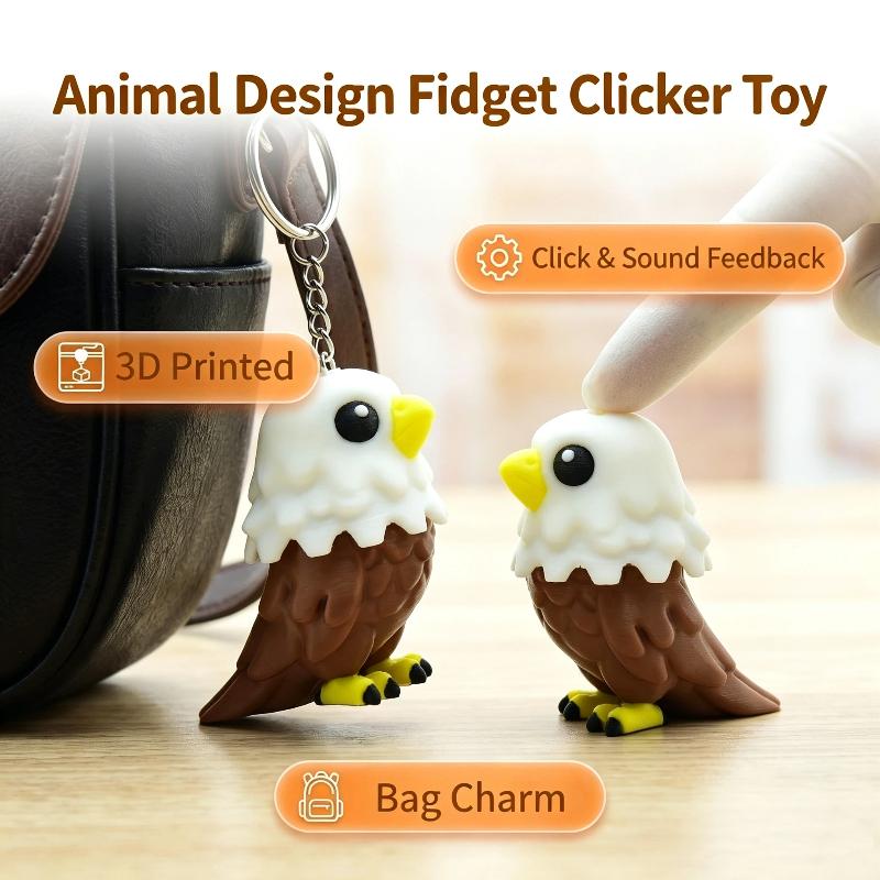Creative Mini Fidget Keychain Built-in Mechanical Buttons Cute Frog Eagle Chick Broccoli Design for Bag Pendant Party Favors