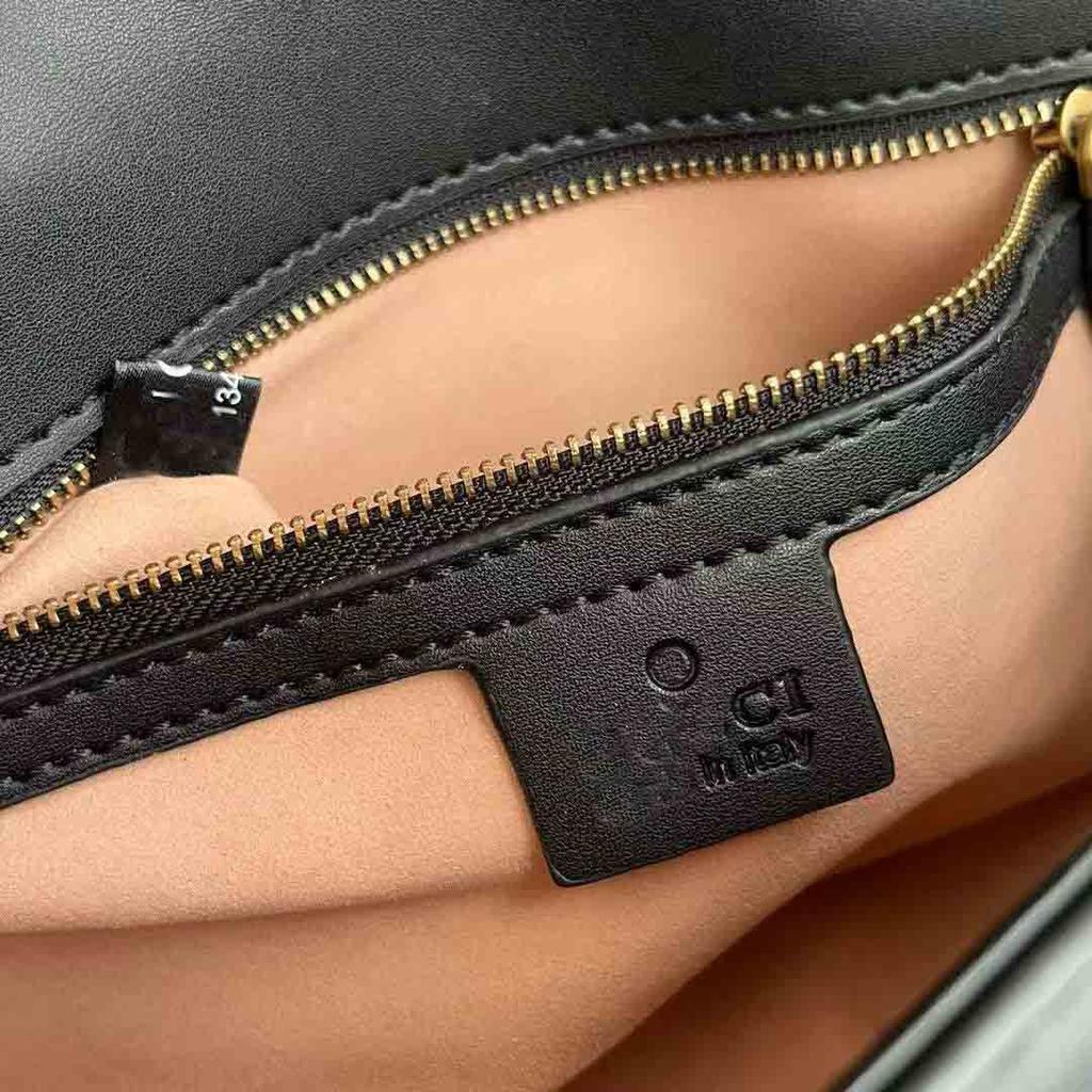 Double G * Marmont Love Shoulder Chain Bag With Wave Pattern Cowhide Grid