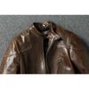 Chinese Size Style RL Top Layer Oil Waxed Cowhide Real Leather Jacket Men Stand Collar Brown Coat Men's Biker Jacket Spring Autumn