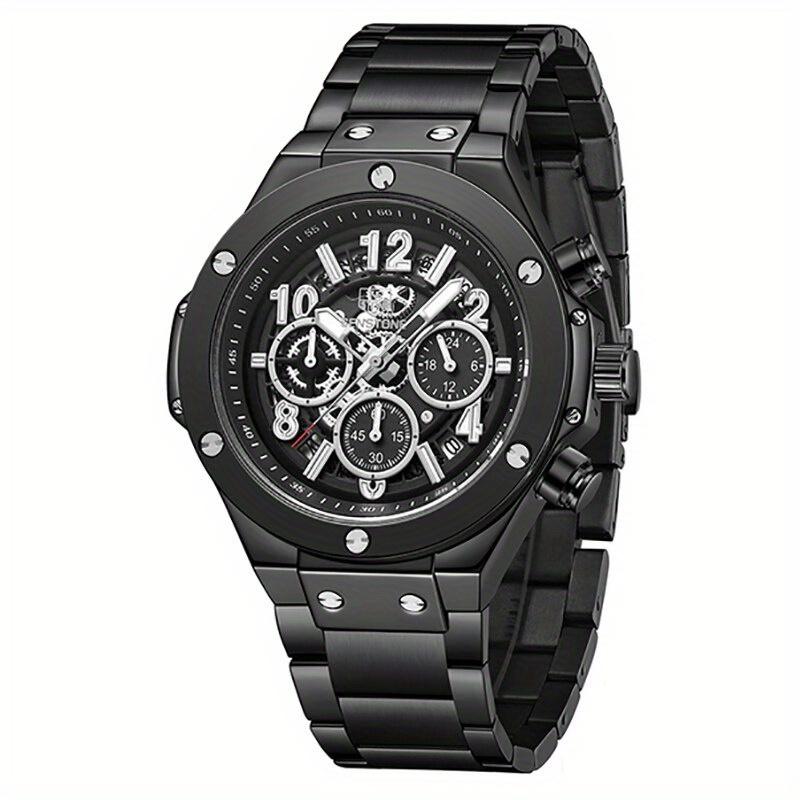 Fashion Men Sports Calendar Watches Chronograph 24 Hours Waterproof Quartz Watch Mens Business Luxury Stainless Steel Wristwatch