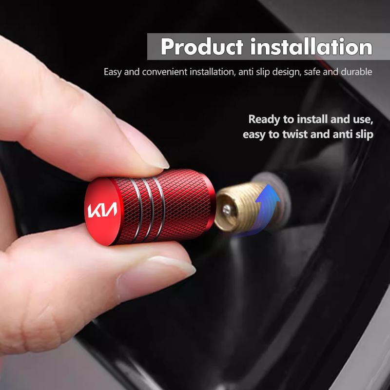 4pcs Car Wheel Tire Valve Caps Aluminum Airtight Covers Badge Emblem For KIA Stinger Optima Cerato Soul Venga Forte Spectra QD2