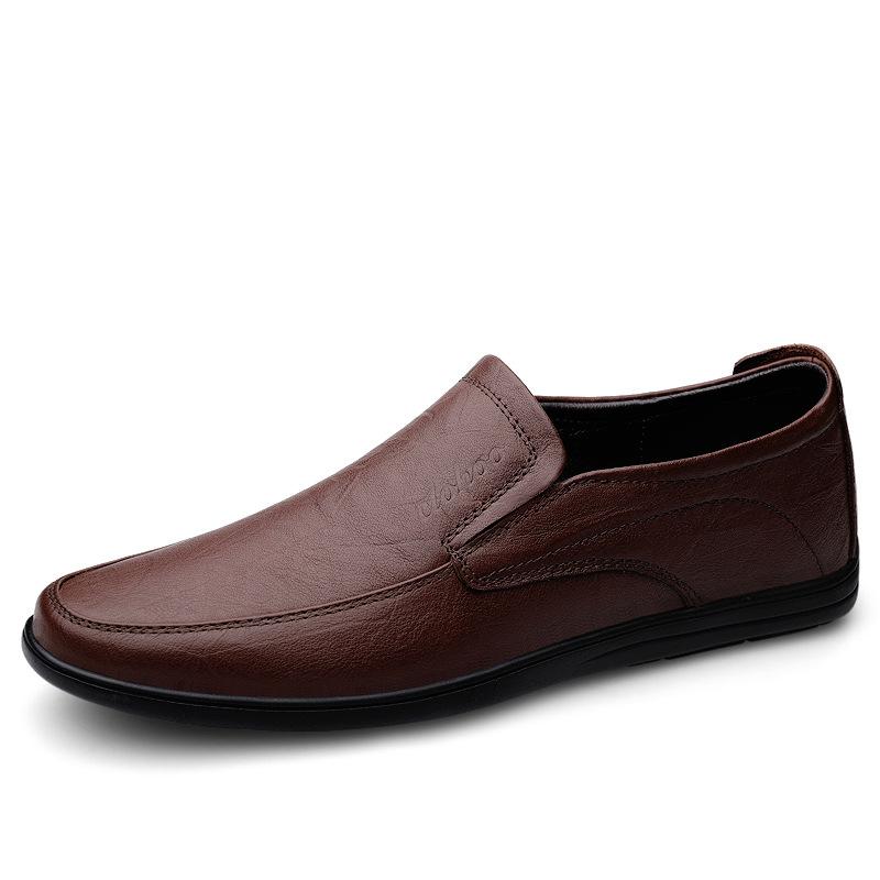 Large size casual leather shoes men's one-pedal lazy shoes flat shoes four-season single shoes cowhide men's shoes