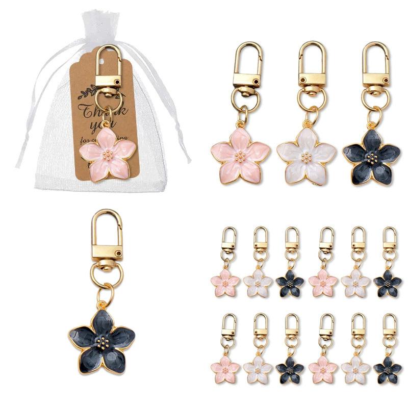 1PC With Pendant Car Key Key Ring Accessories Lovely Sakura Flower For Bag Pearl Charm Keychain