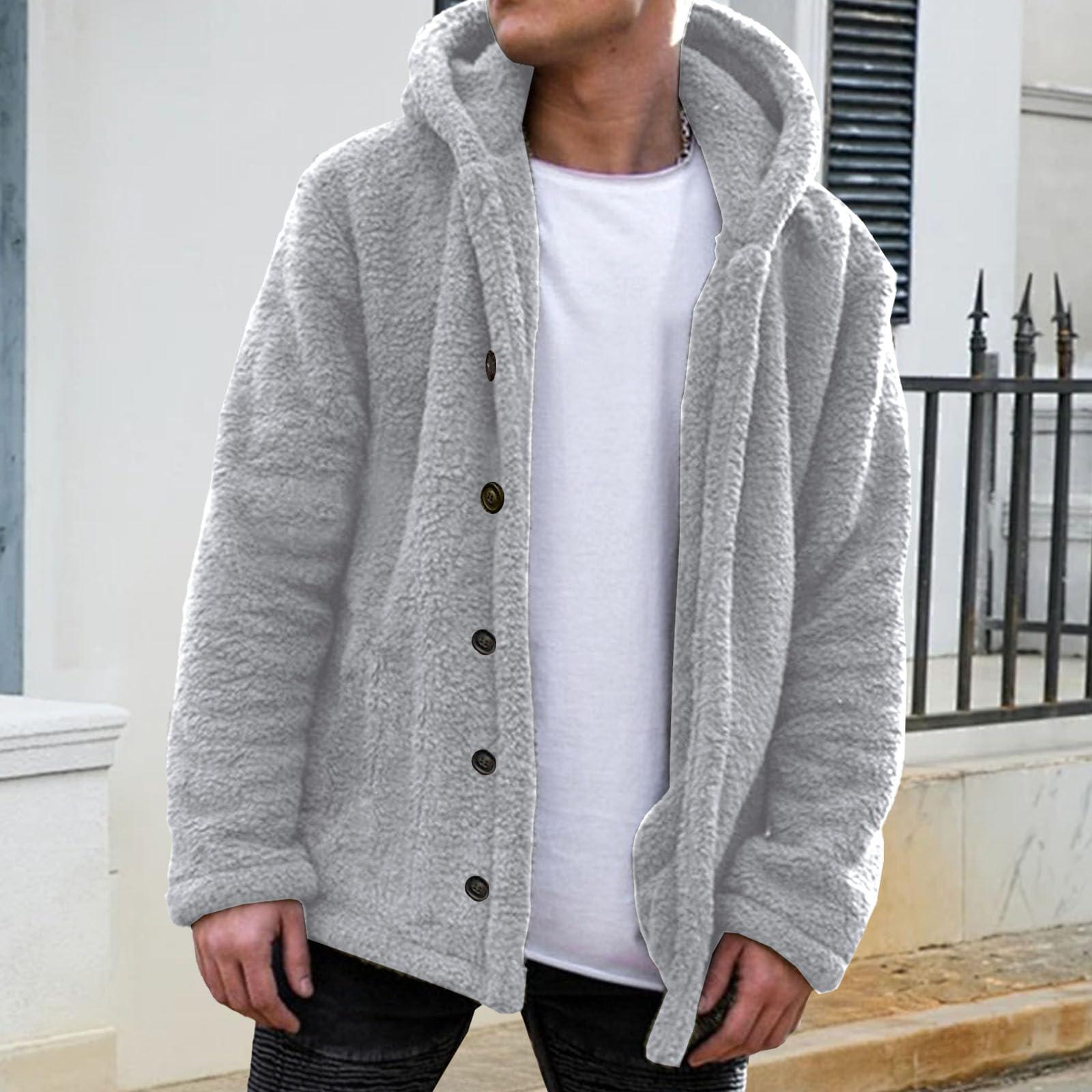 

Fall And Winter Men s Color Hooded Fleece Coat Fleece Fashion Trend Menswear XXL