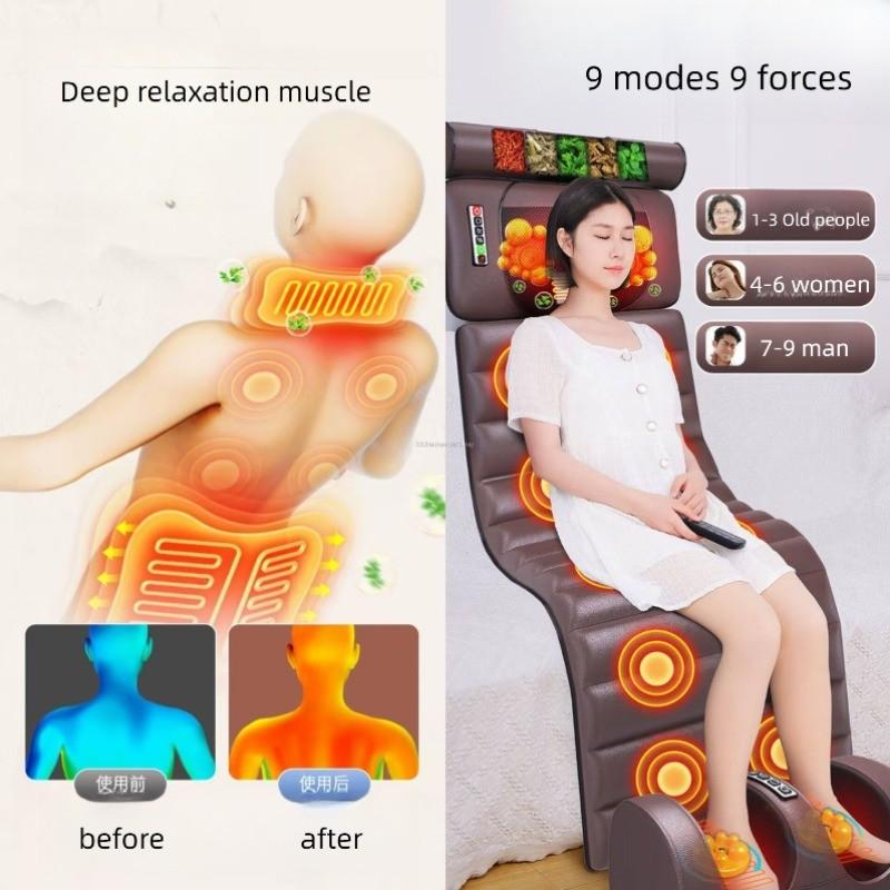 10 Vibration Motors Massage Heating Pad Full Body Massager Cushion Neck Back Waist Legs Compress Kneading Massage Mat