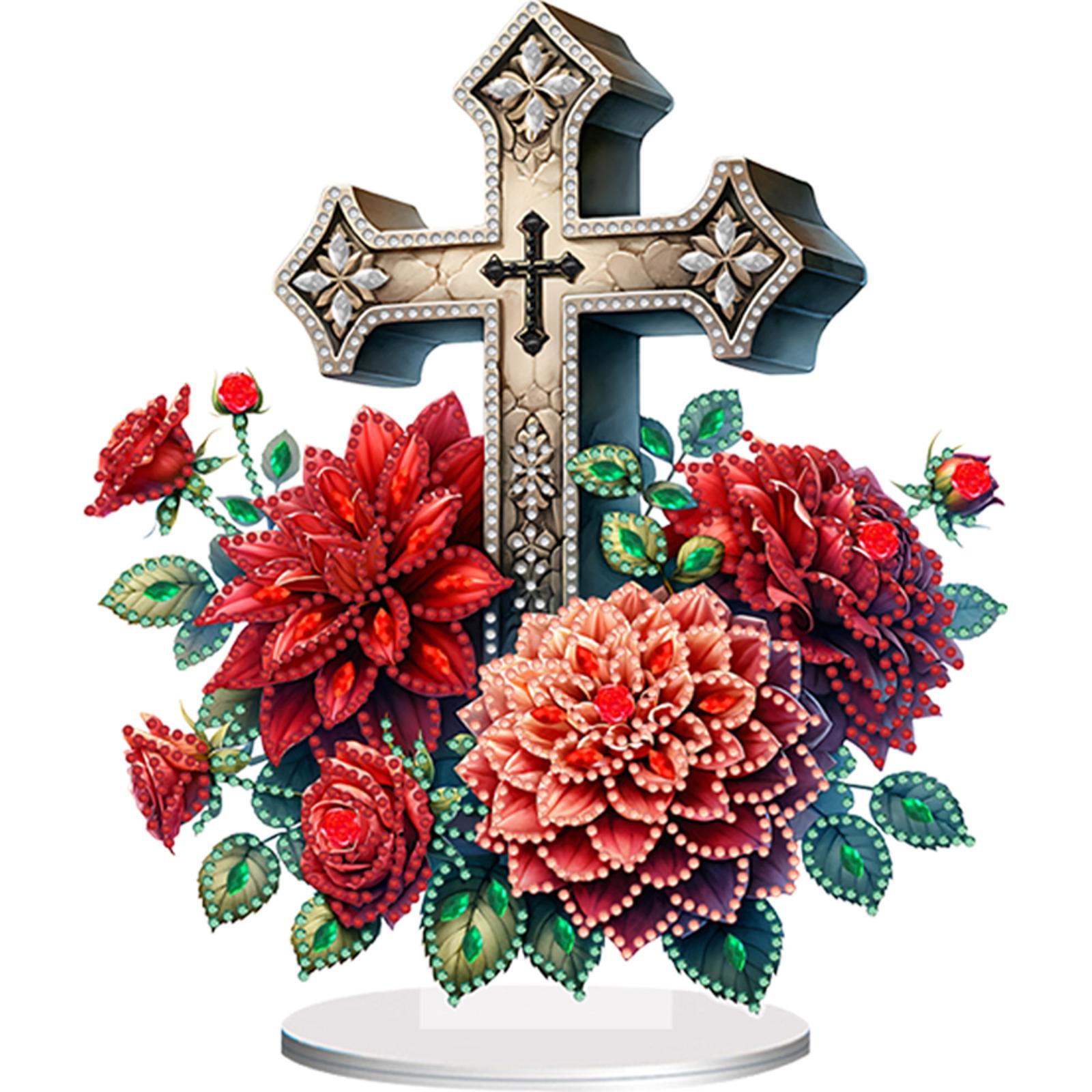 

Acrylic Special Shape Cross Diamond Painting Tabletop Ornaments Kit Table Top Diamond Painting Ornament Kits Bedroom Table Decor