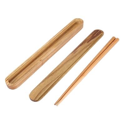 Tragbare Holzstäbchen Ausziehbare Stäbchenbox Etui Geschirr Essgeschirr Helle Holzfarbe