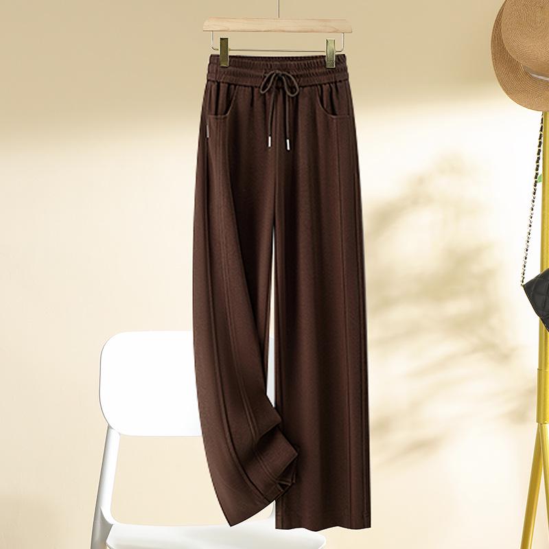 Women's Autumn/Winter 2024 Thick Elastic Waist Wide-Leg Pants