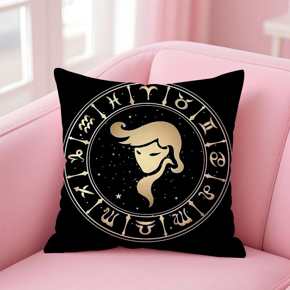 Luxury Twelve Constellation Cushion Cover Home & Car Multi-Scene Pillow Cover - Reversible, Soft & Durable for Daily Use