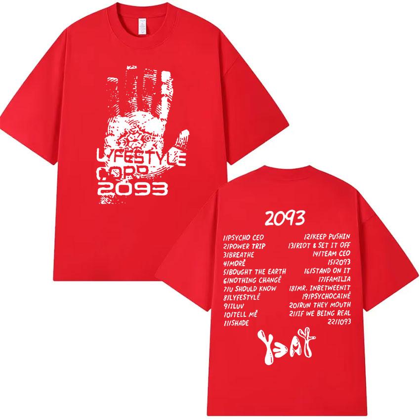 Rapper Yeat 2093 Musik Grafikdruck T-Shirt Herrenmode Hohe Qualität Lässig Baumwolle Kurze Ärmel Sommer Übergroß Y2K T-Shirts