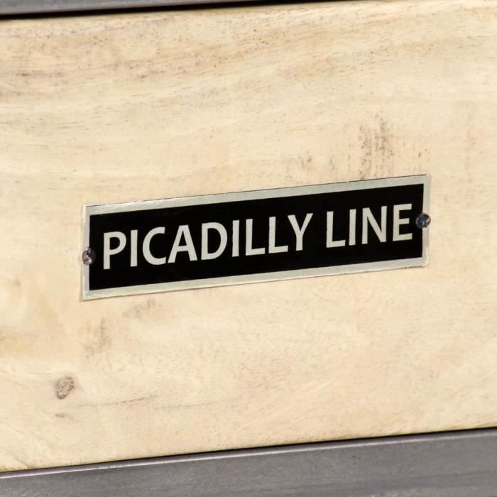 VidaXL Meuble TV Bois de manguier massif et acier 120 x 30 x 45 cm