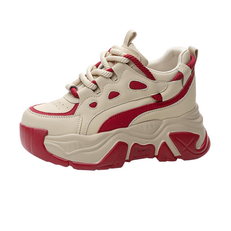 Thick-soled Heightening Dad Shoes Women's 2025 Autumn and Winter New Color Matching Casual Sports Shoes Small Velvet Muffin Women's Shoes