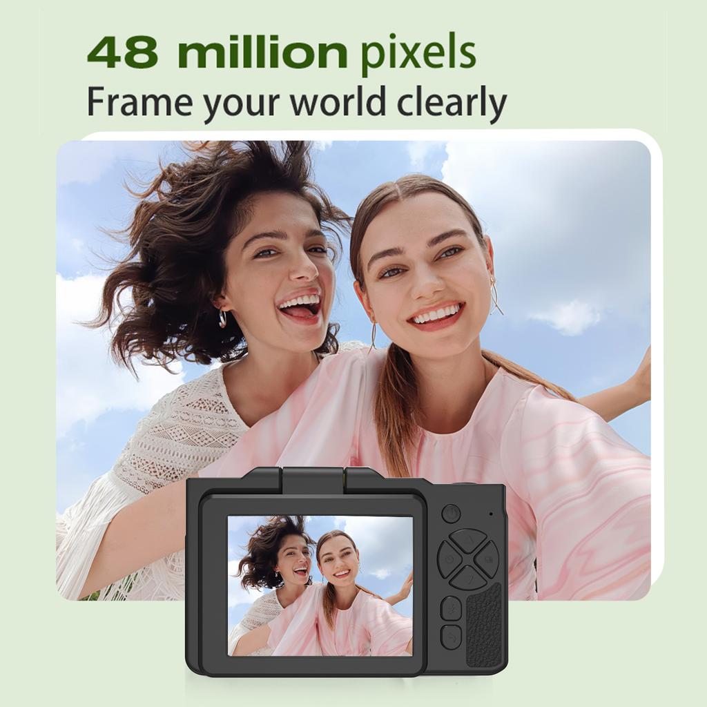 1080P Digital Camera for Kids Digital Video Camera 48MP 2.8 Inch Rotatable IPS Screen Auto Focus 16X Zoom with LED Fill Light 32