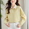 Pure Cotton Long-sleeved Shirt Women's Spring New Contrasting Collar Shirt