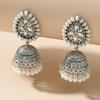 Vintage Water Drop-shaped Earrings with Pearls and Rhinestones, Tassel Alloy Earrings, Bohemian Bell Earrings for Women
