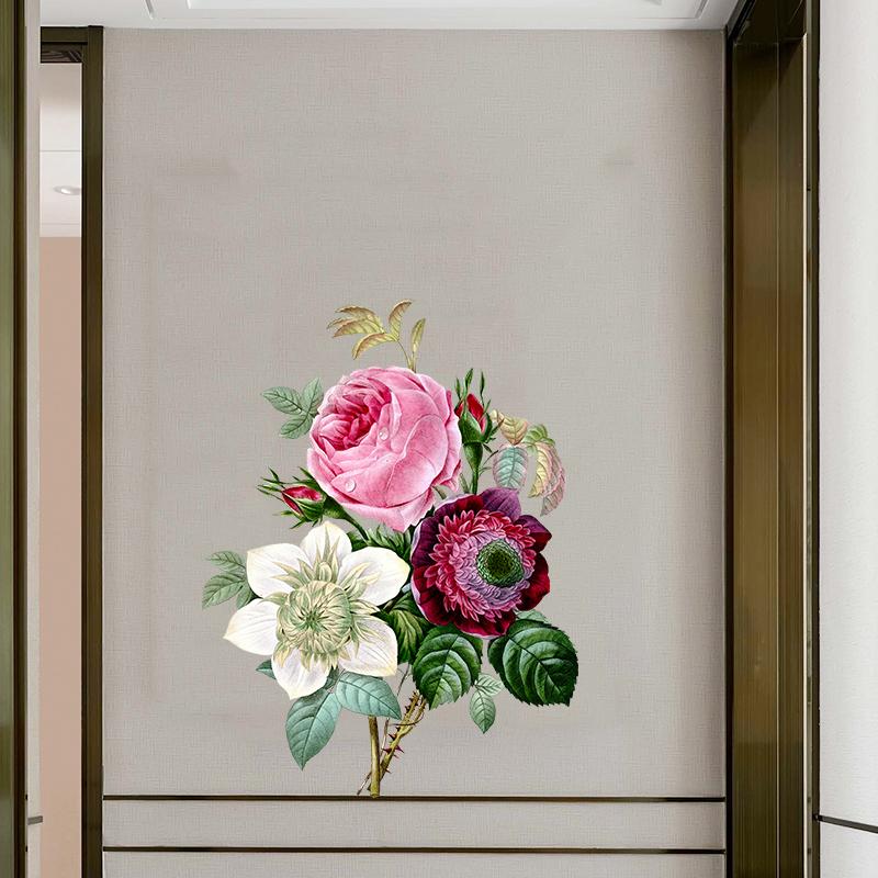 T308# Gorgeous Bouquet Wall Sticker Bathroom Toilet Decor Living Room Cabinet Refrigerator Home Decoration Decals