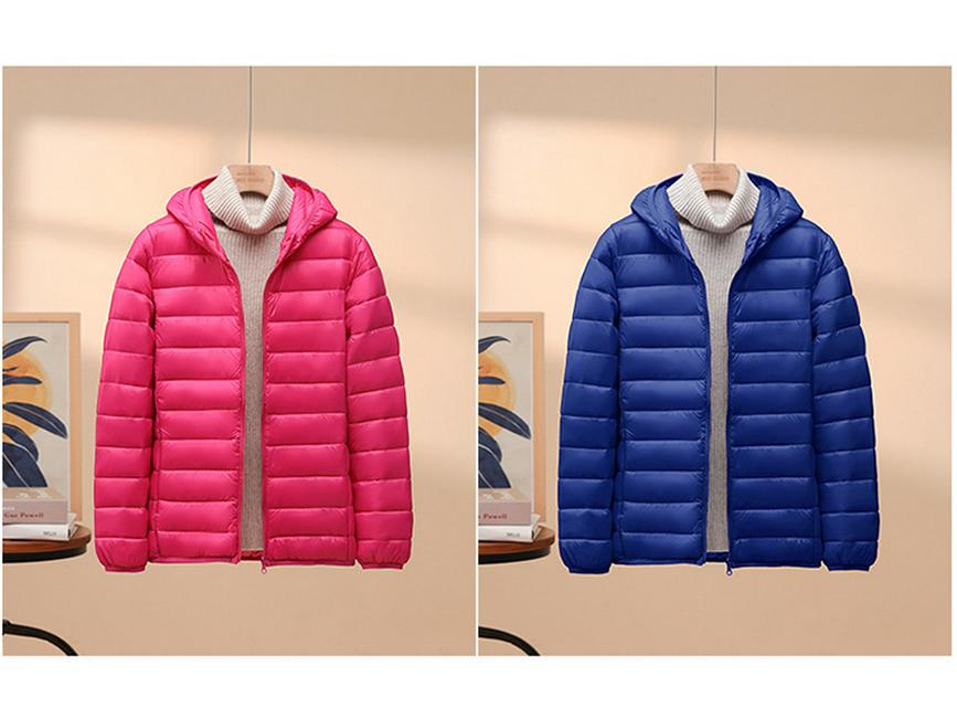 Korean Style Womens Lightweight Cotton Down Jacket Loose Fit Short Hooded Stand Collar Autumn Winter Coat