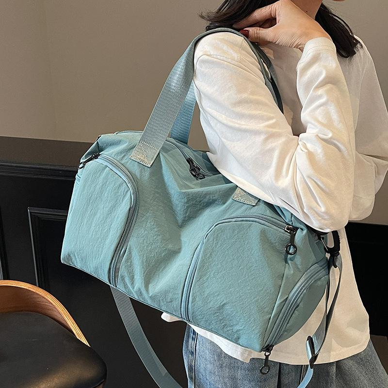 Casual Solid Color Large Capacity Including Shoe Compartment Travel Bag Fashionable Versatile Light Sports Fitness Messenger Bag