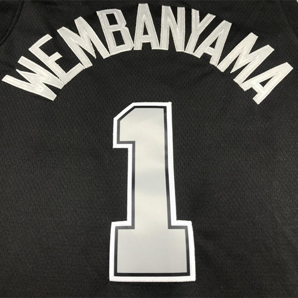 Camiseta de Baloncesto Bordada Spurs Wembanyama No.1 Uniforme de Entrenamiento