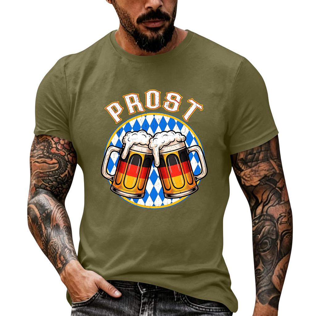 Men's Retro Festival Print Short Sleeve T-Shirt, Loose Fit Casual Summer Top