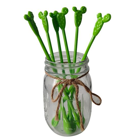 6 szt. Mieszadełek Wielokrotnego Użytku w Kształcie Kaktusa Plastikowe Mieszadełka do Napojów Akcesoria na Wesele Urodziny Koktajl Party do Jadalni