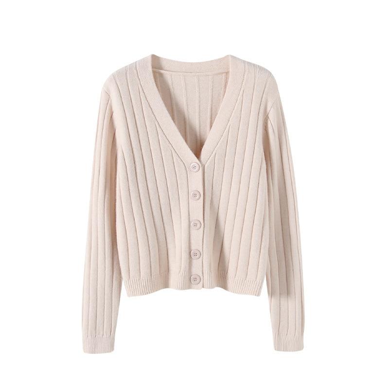 

Вязаное пальто, модный однотонный свободный свитер с длинными рукавами, осень-зима, свитера с v-образным вырезом, женские тонкие кардиганы на пуговицах, женские топы 28566 One Size абрикосовый