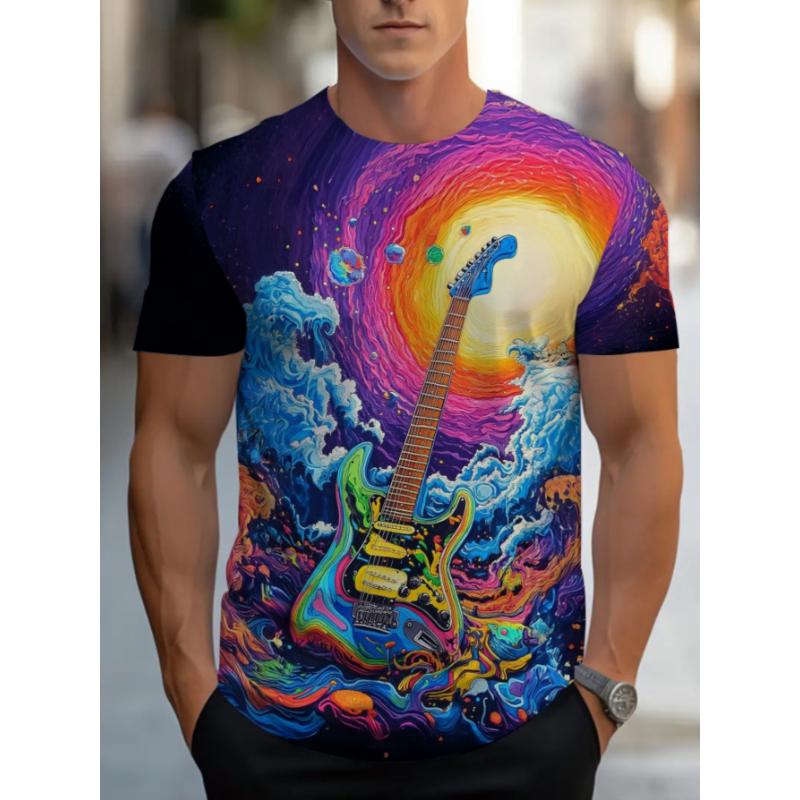 T-shirt da uomo a maniche corte con girocollo e stampa 3D, taglie forti, T-shirt casual estiva