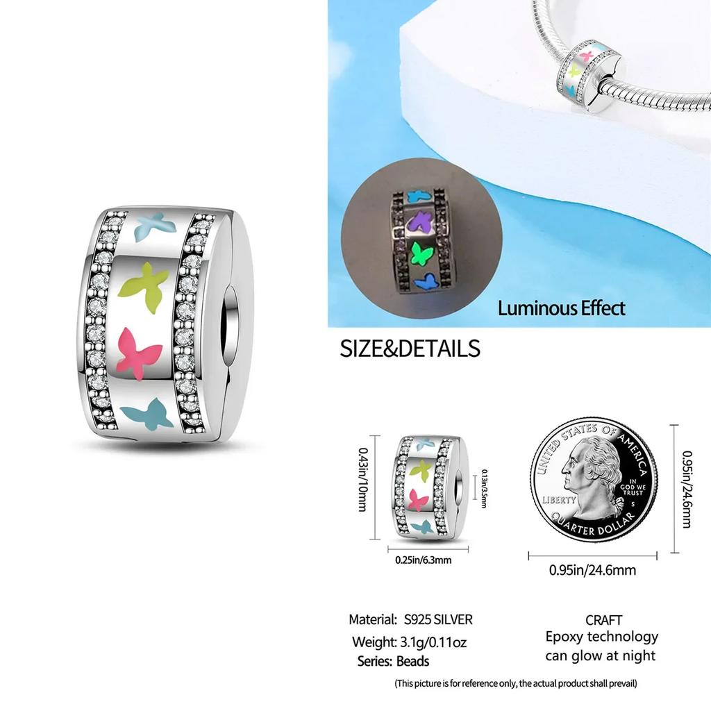 Colorful Copper Blue Glow-In-The-Dark Murano Princess Glass Beads Fits Original Bracelet Jewelry Set Accessories