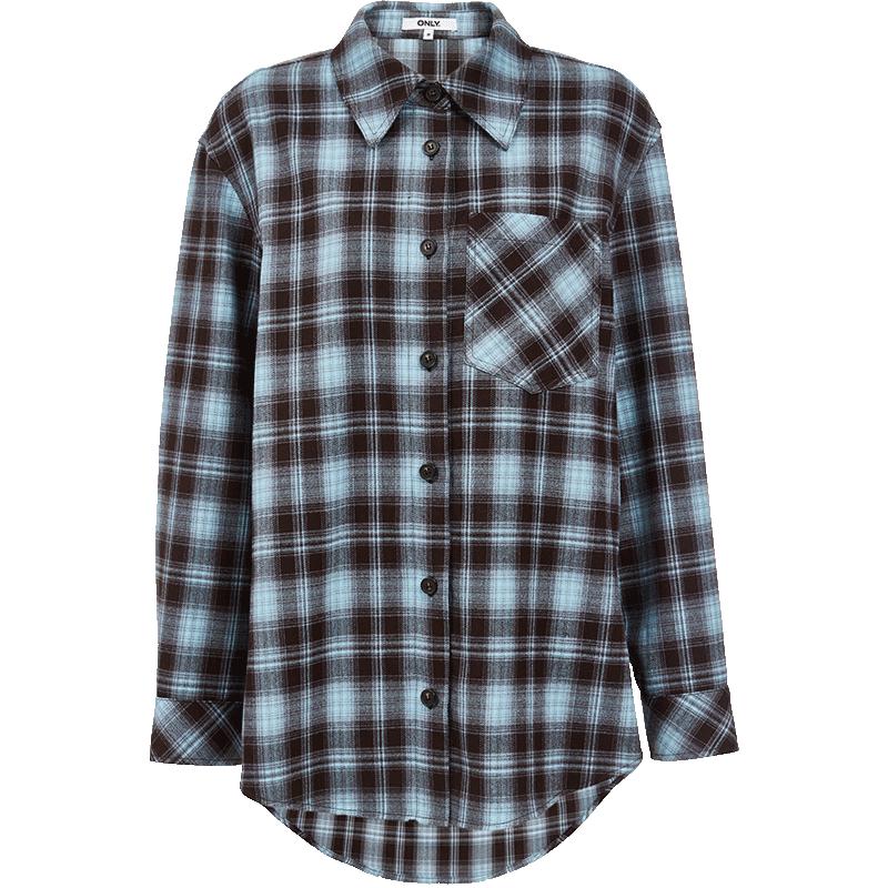 ONLY Women s Relaxed Fit Color-Block Plaid Long-Sleeve Shirt 2XL