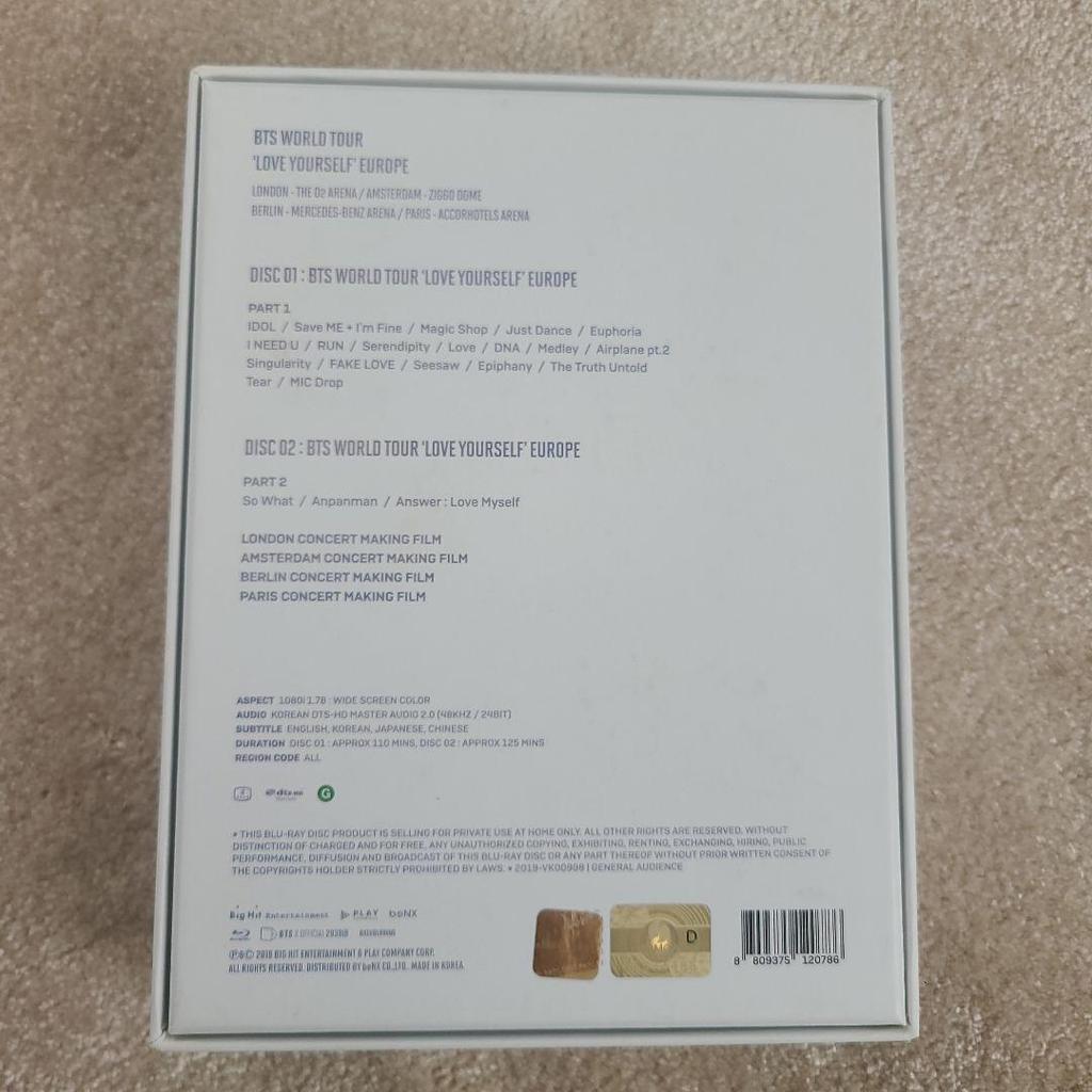 [USED] BTS Loveyourself EUROPE Blu-ray