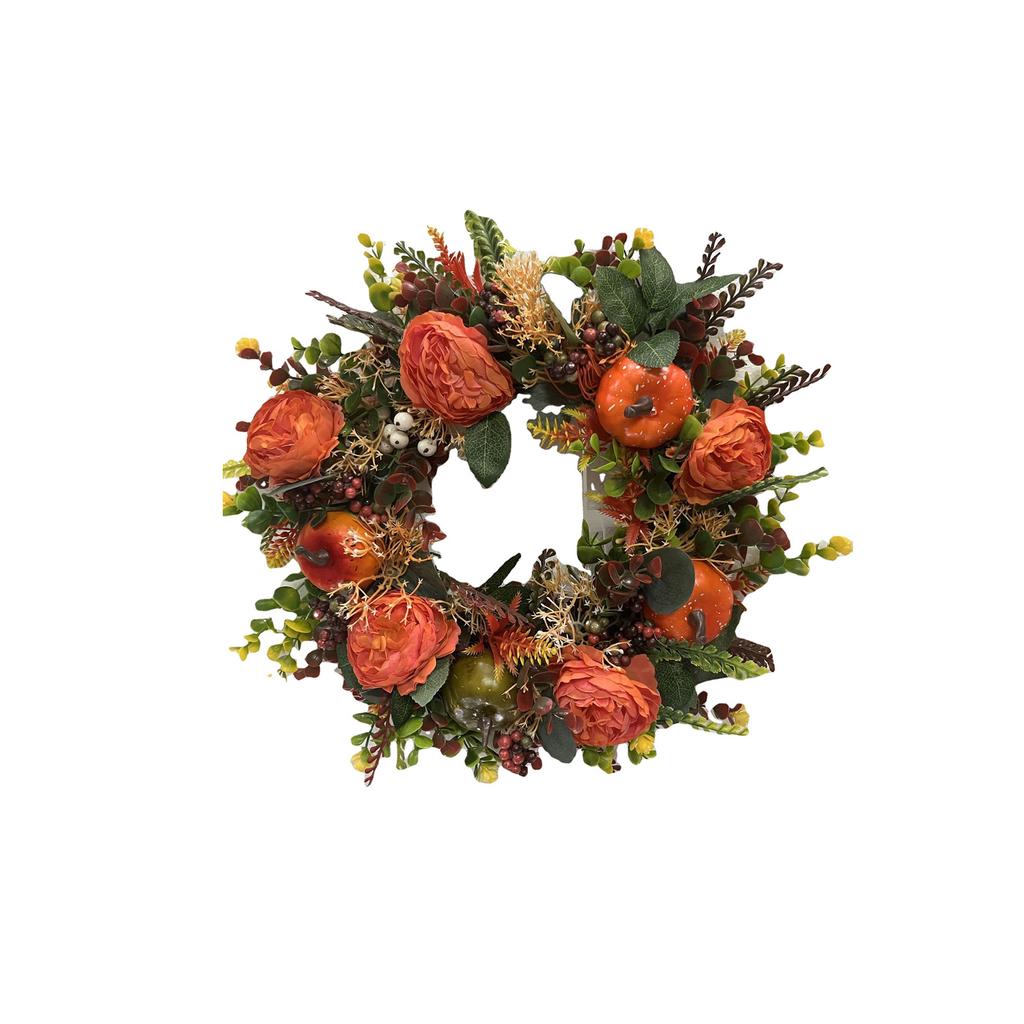 Fall Wreath For Front Door Wreath With Artificial Pumpkin