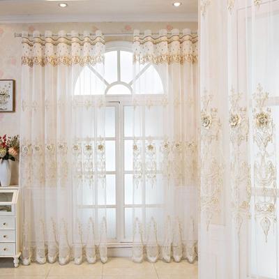 Elegante, durchsichtige Vorhänge mit europäischer Stickerei – Stangentaschen-Design für Schlafzimmer, Wohnzimmer und Arbeitszimmer – transparente Heimdekoration aus Polyester