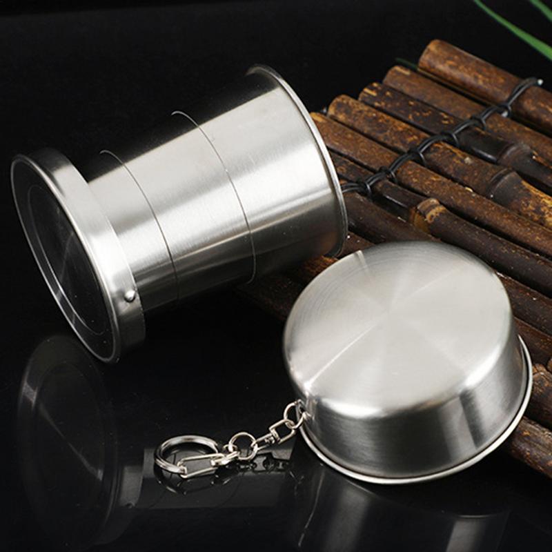 Stainless Steel CollapsibleCup Camping Retractable Telescopic Travel Toiletry Cup Outdoor Folding Cup
