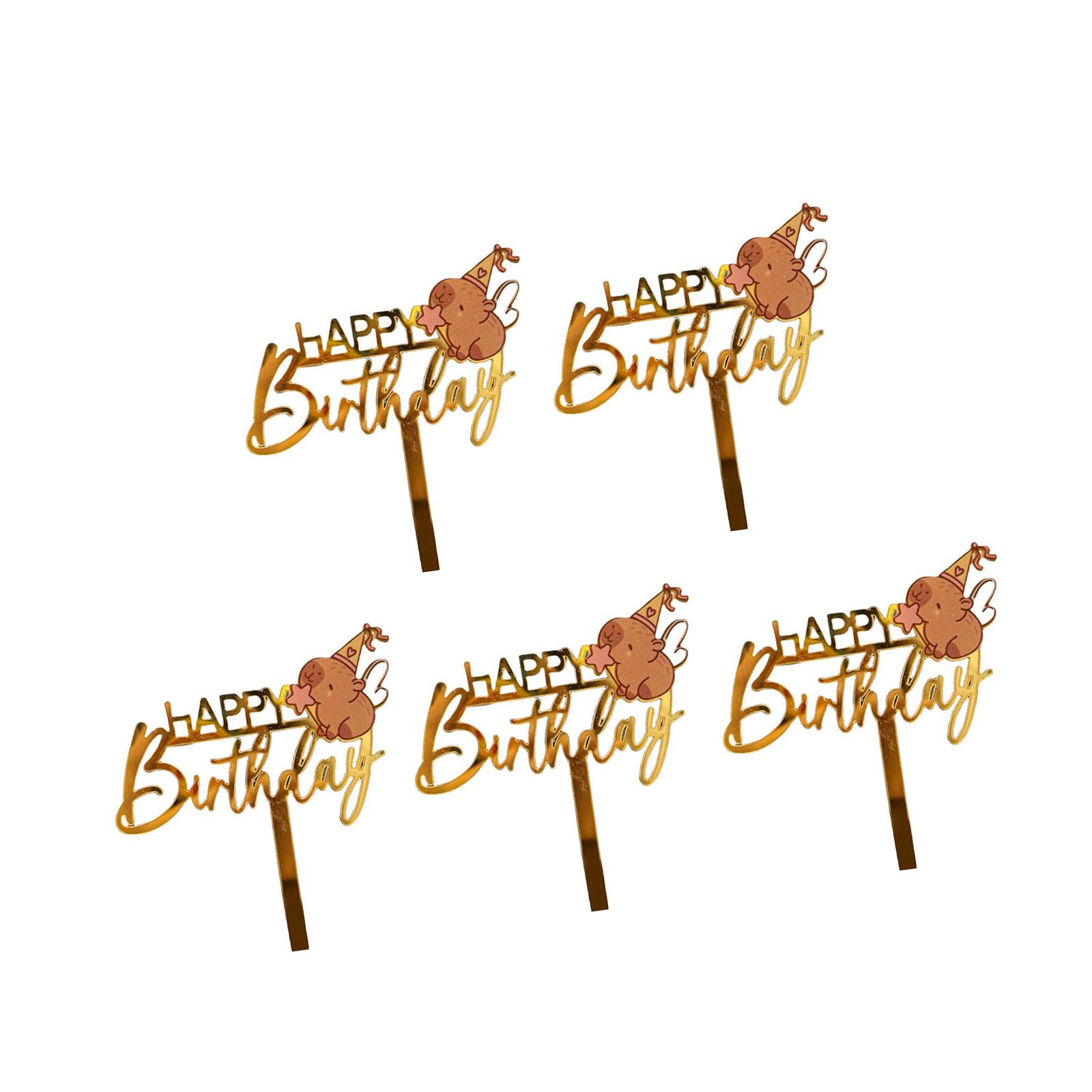 

5 шт. С Днем Рождения Капибара Топперы для Торта Акриловые Животные Украшения для Кексов для Украшения Десертного Торта на Вечеринку по Случаю Дня Рождения 4