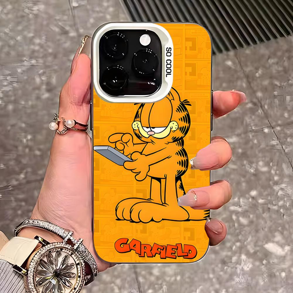 Cute Cat G-GarfieldeS Phone Case For IPhone 17 Pro Max 16 Pro Max 15 14 13 11 12 Mini Xs X Xr 7 8 Plus Se Color Silver Cover