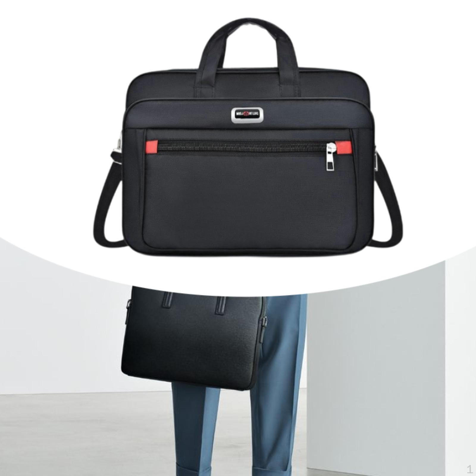 

Laptop Briefcase Bag Shockproof Business Office Large Adjustable Shoulder Strap for Men Style A