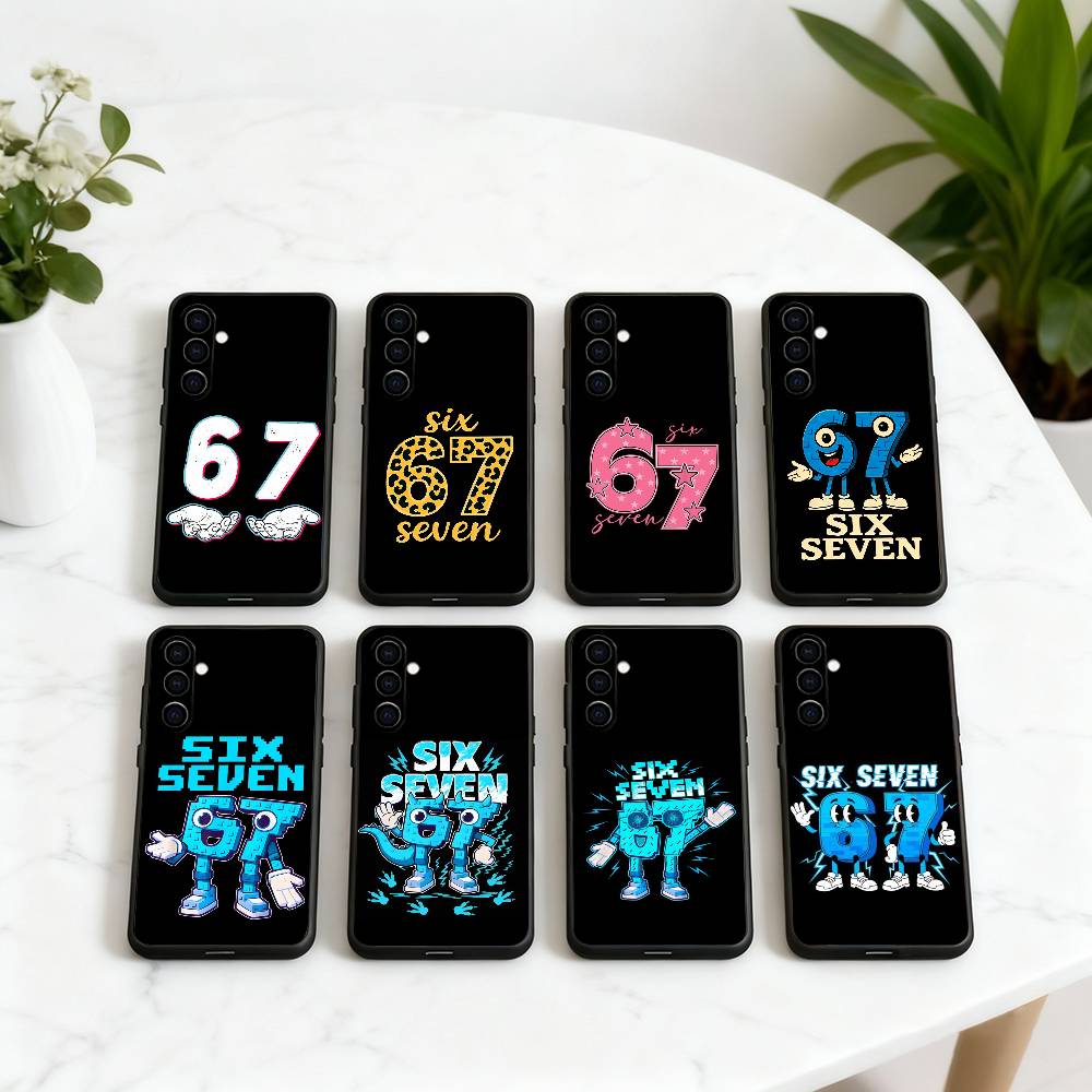 Six Seven 67 SS Phone Case Black Silicone Soft For Samsung Galaxy A73,A72,A71,A70,A53,A52,A51