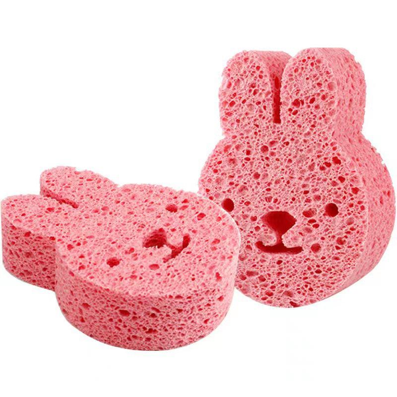 Baby Bathing Wood Pulp Sponge - Cartoon Shaped Cotton Washcloth for Mother and Baby